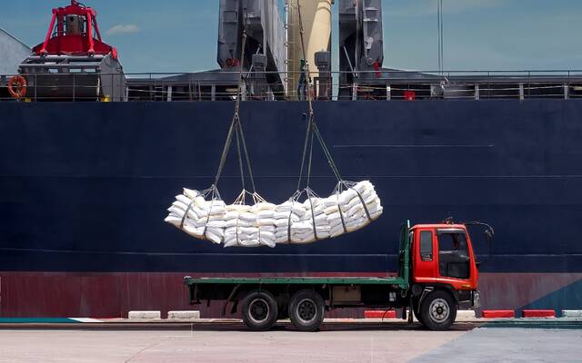 مناولة مواد غذائية في أحد الموانئ السعودية - أرشيفية